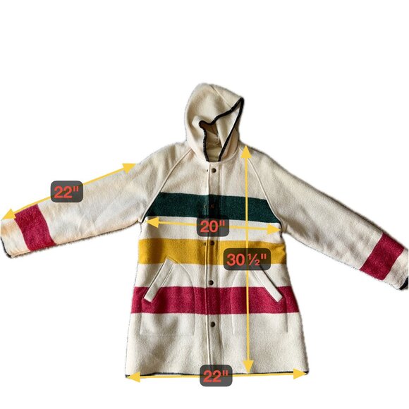 VINTAGE WOMEN'S WOOLRICH WOOLEN MILLS STRIPED HOODED JACKET COAT like PENDLETON - Picture 8 of 10